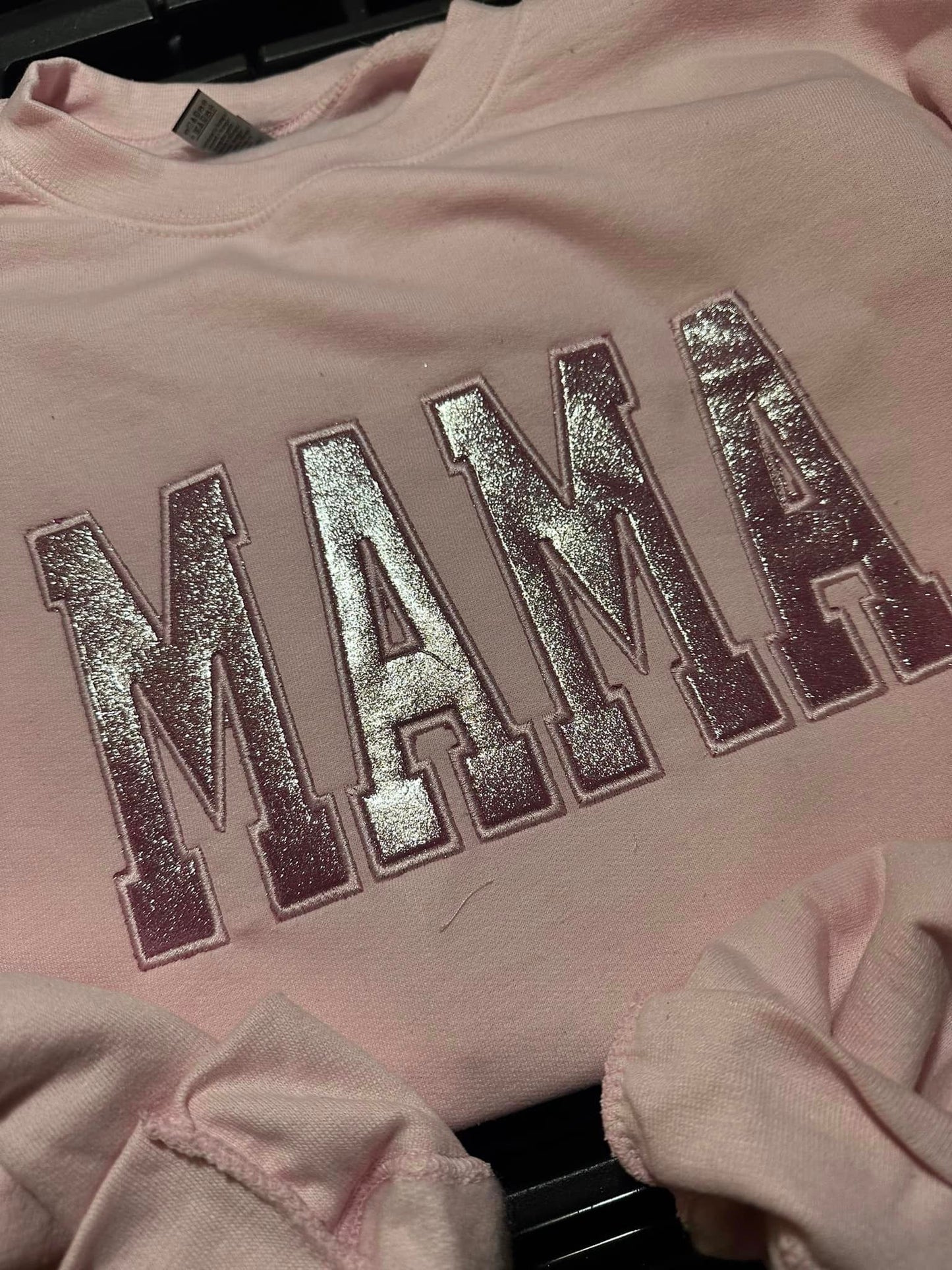 Mama Pink Crewneck with HTV glitter